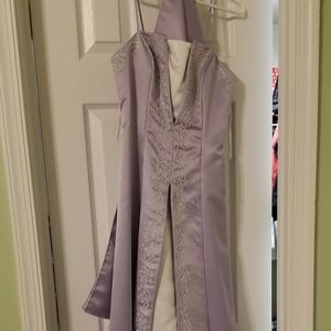 Lavender and white formal dress